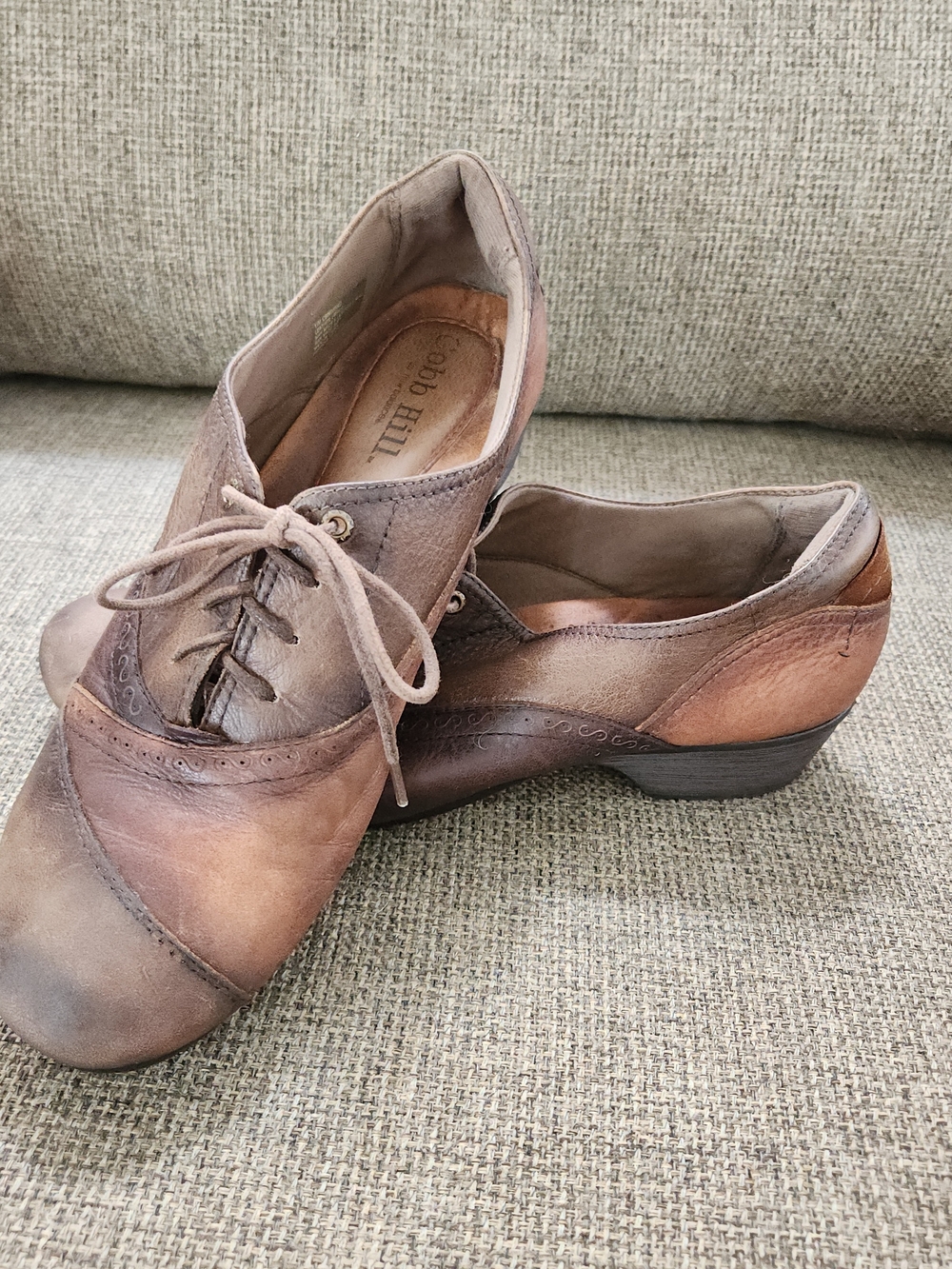 Cobb Hill by New Balance Leather Oxford Shoes 11 Brown Comfort Lace Up Patch